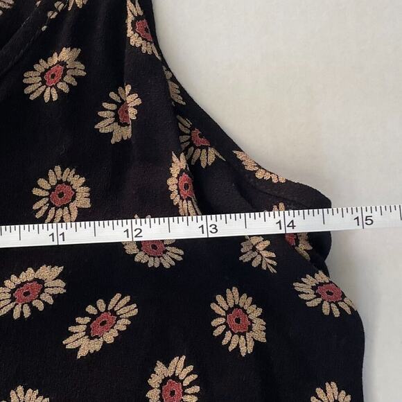 Lush Black, Pink, Floral Feminine Daisy Boho Camisole Spaghetti Strap Top, S - Picture 10 of 11
